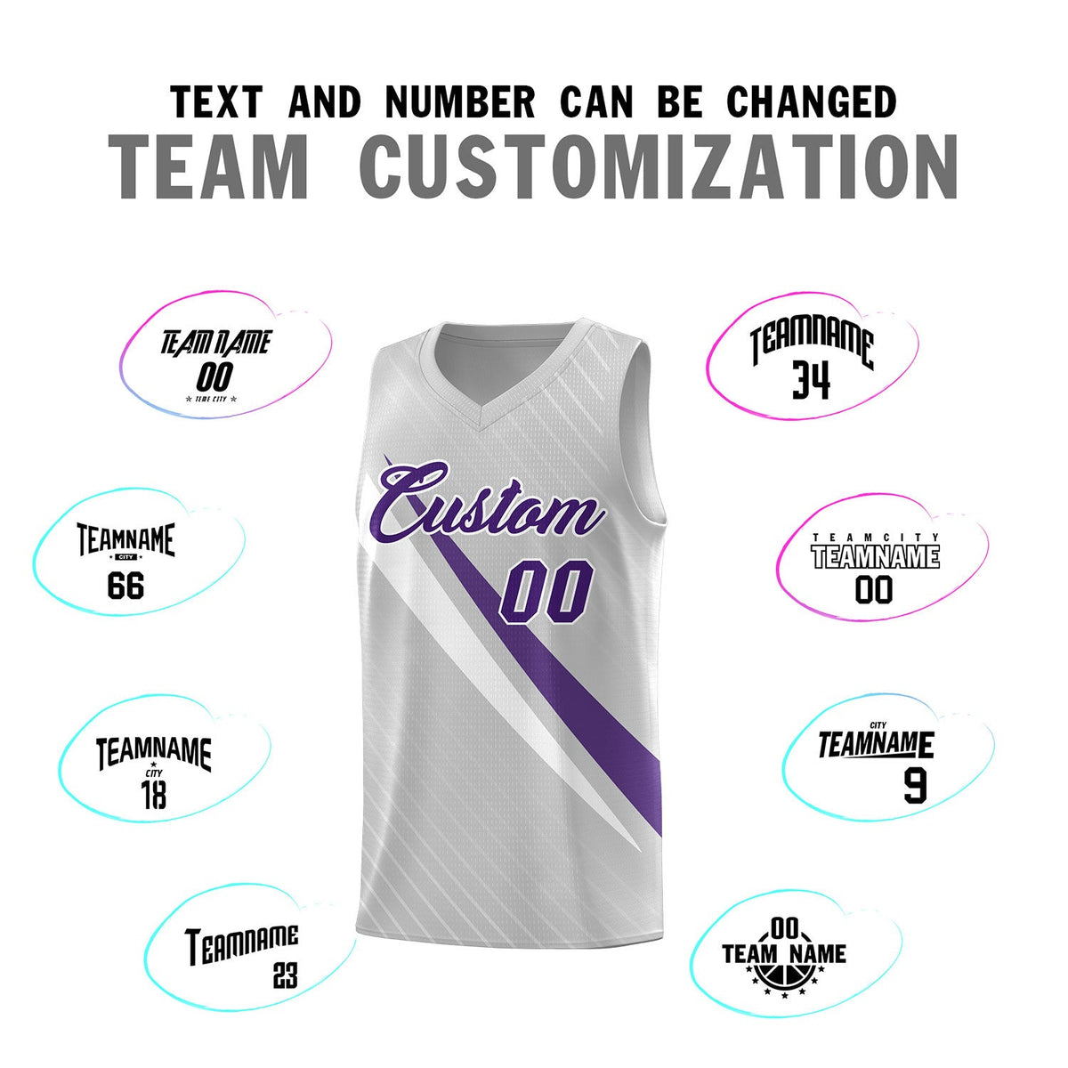 Custom Gray Diagonal Pinstripe Pattern Color Block Sports Uniform Basketball Jersey