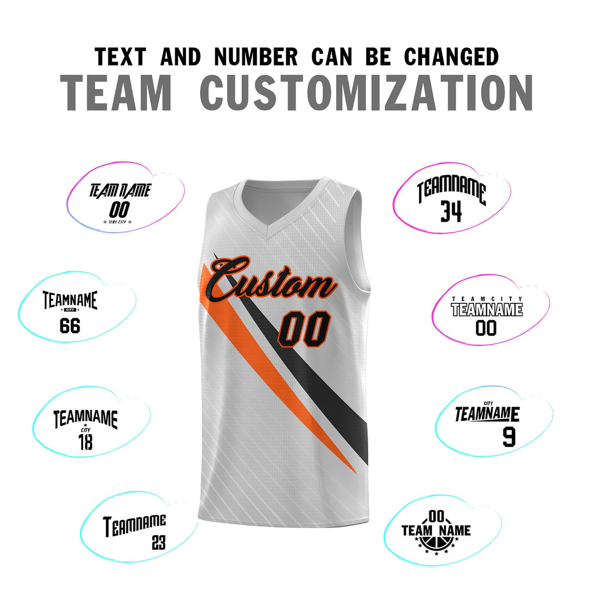 Custom Gray Diagonal Pinstripe Pattern Color Block Sports Uniform Basketball Jersey