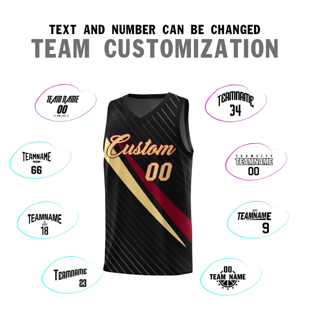 Custom Black Diagonal Pinstripe Pattern Color Block Sports Uniform Basketball Jersey