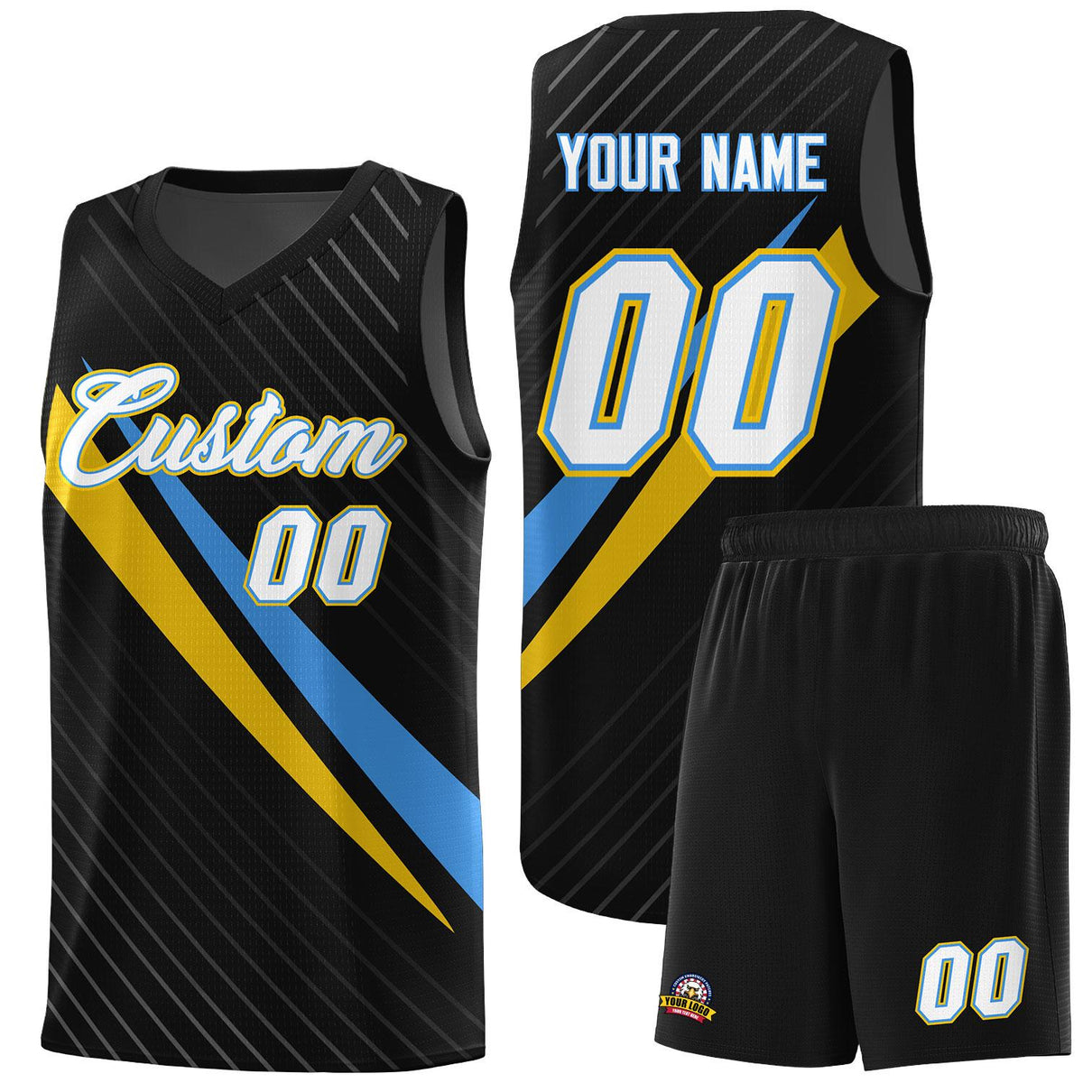 Custom Black Diagonal Pinstripe Pattern Color Block Sports Uniform Basketball Jersey