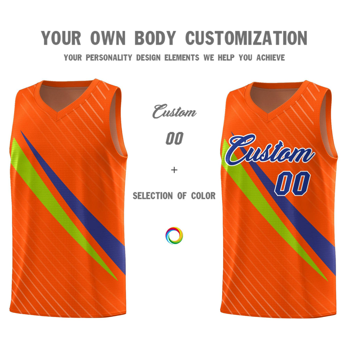 Custom Orange Diagonal Pinstripe Pattern Color Block Sports Uniform Basketball Jersey