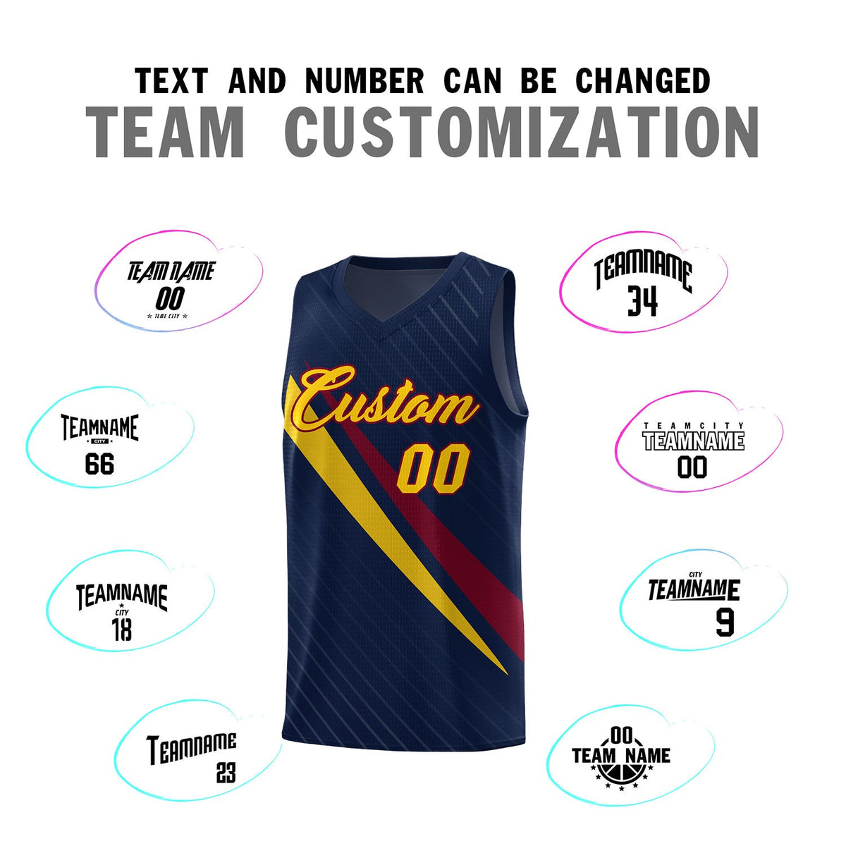 Custom Navy Diagonal Pinstripe Pattern Color Block Sports Uniform Basketball Jersey