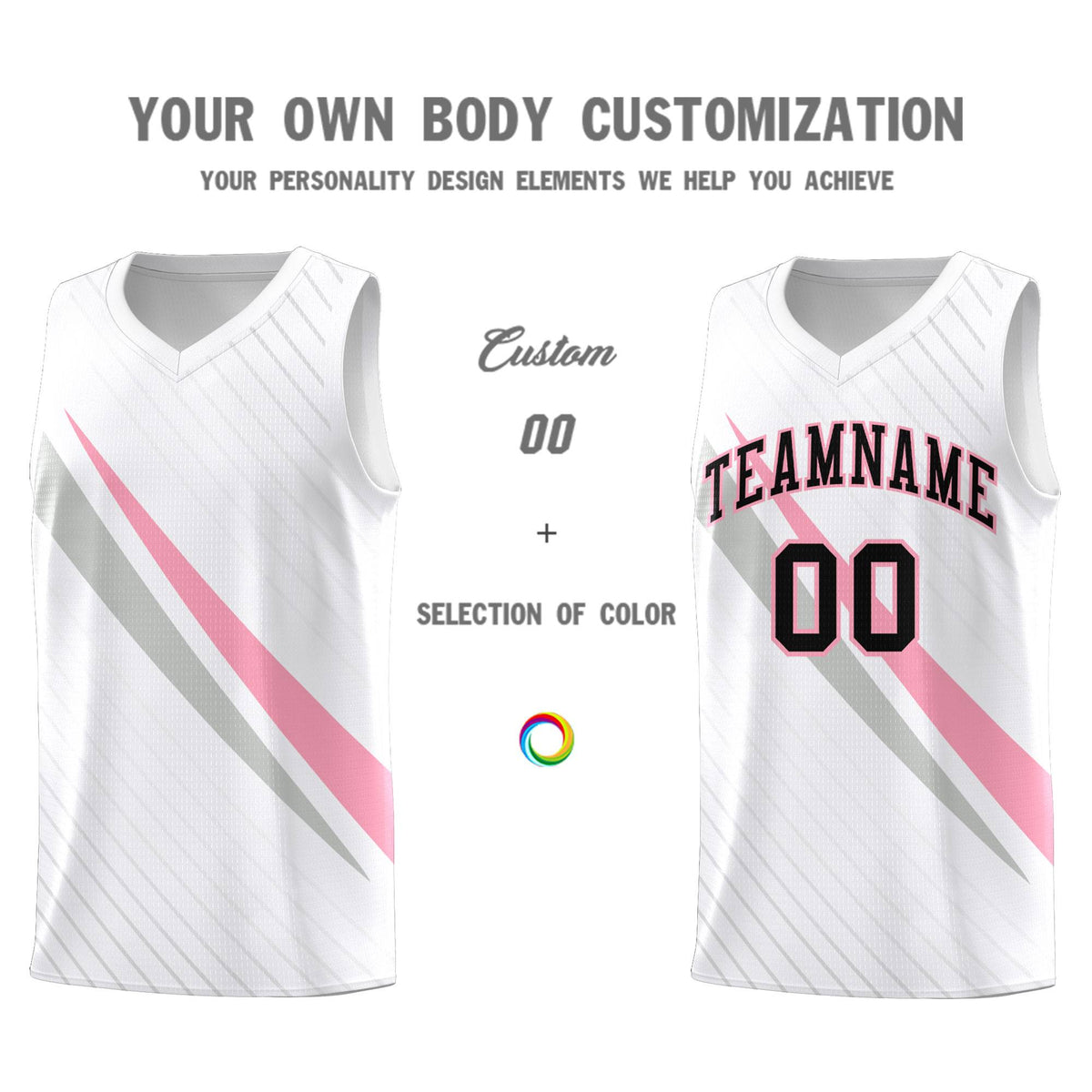 Custom White Diagonal Pinstripe Pattern Color Block Sports Uniform Basketball Jersey