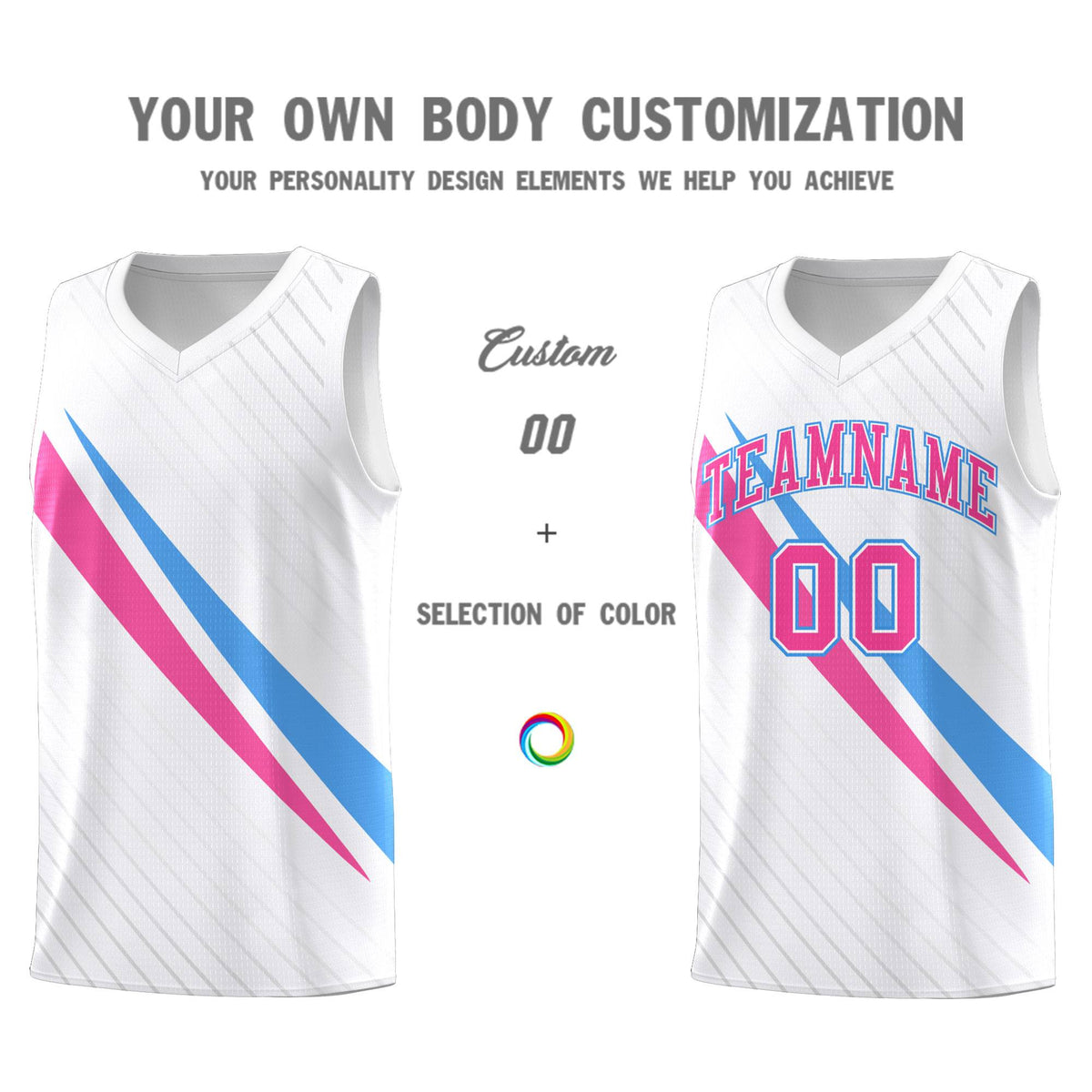 Custom White Diagonal Pinstripe Pattern Color Block Sports Uniform Basketball Jersey