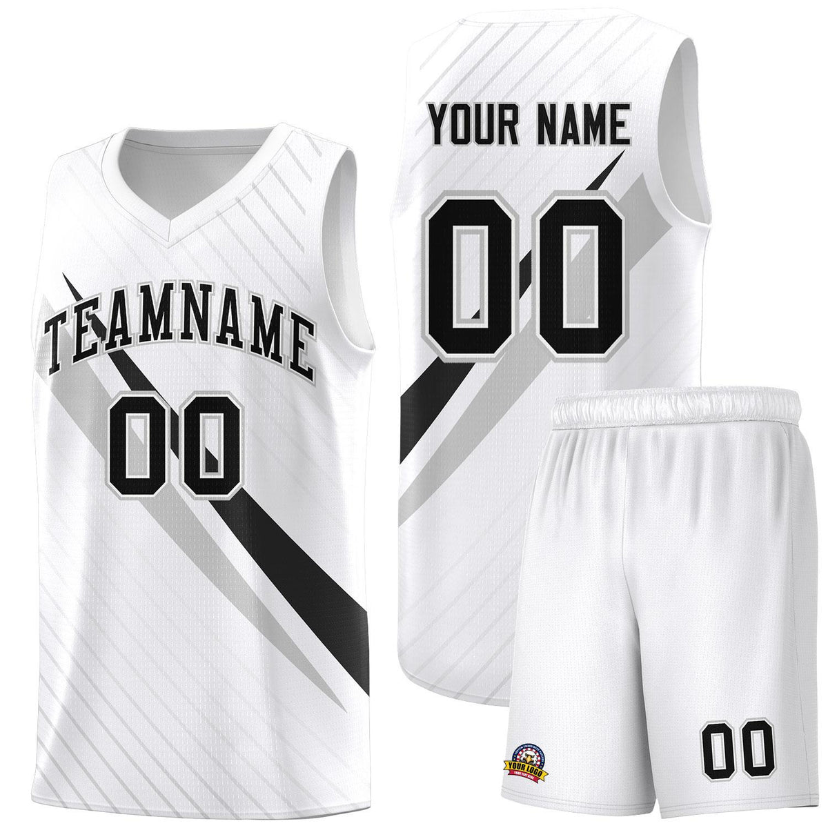 Custom White Diagonal Pinstripe Pattern Color Block Sports Uniform Basketball Jersey