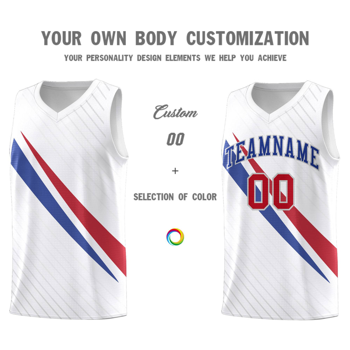 Custom White Diagonal Pinstripe Pattern Color Block Sports Uniform Basketball Jersey