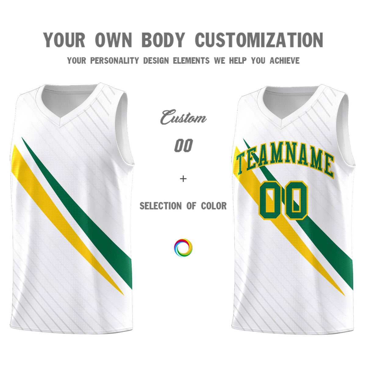 Custom White Diagonal Pinstripe Pattern Color Block Sports Uniform Basketball Jersey