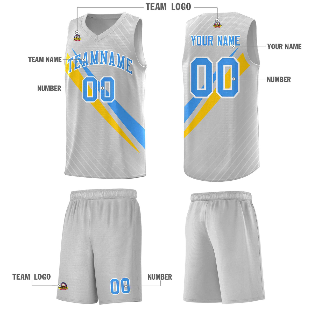 Custom Gray Diagonal Pinstripe Pattern Color Block Sports Uniform Basketball Jersey