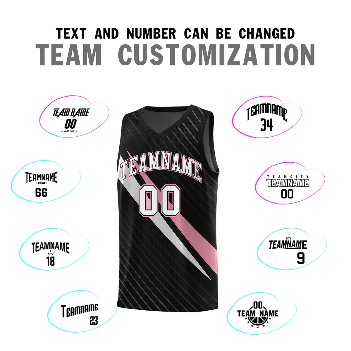 Custom Black Diagonal Pinstripe Pattern Color Block Sports Uniform Basketball Jersey