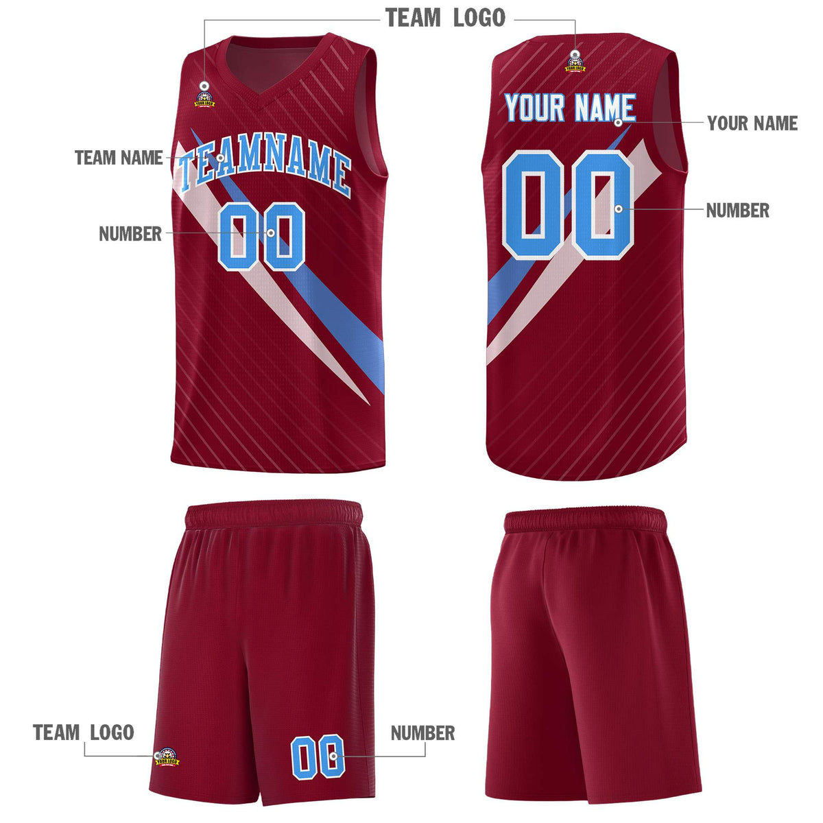 Custom Crimson Diagonal Pinstripe Pattern Color Block Sports Uniform Basketball Jersey