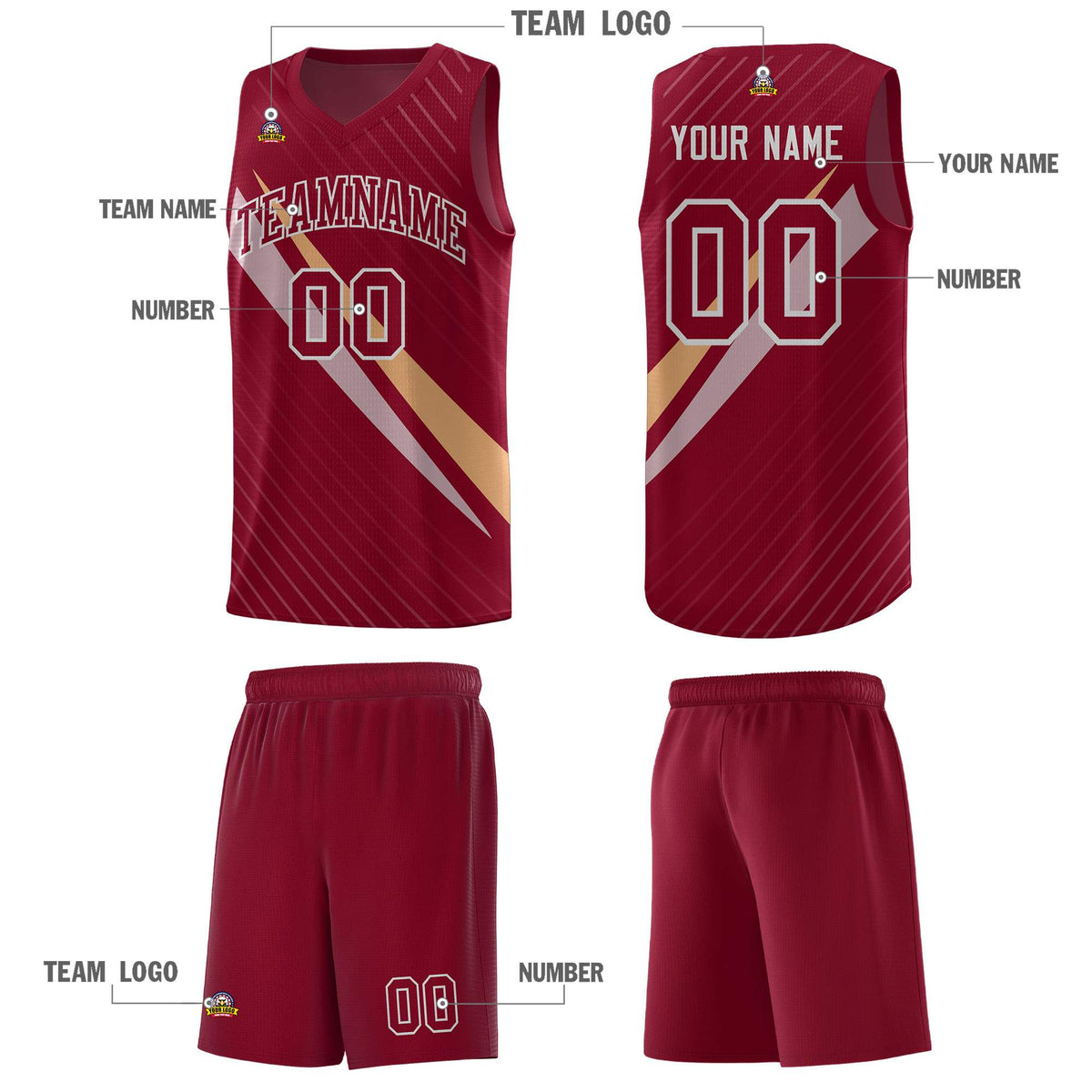 Custom Crimson Diagonal Pinstripe Pattern Color Block Sports Uniform Basketball Jersey