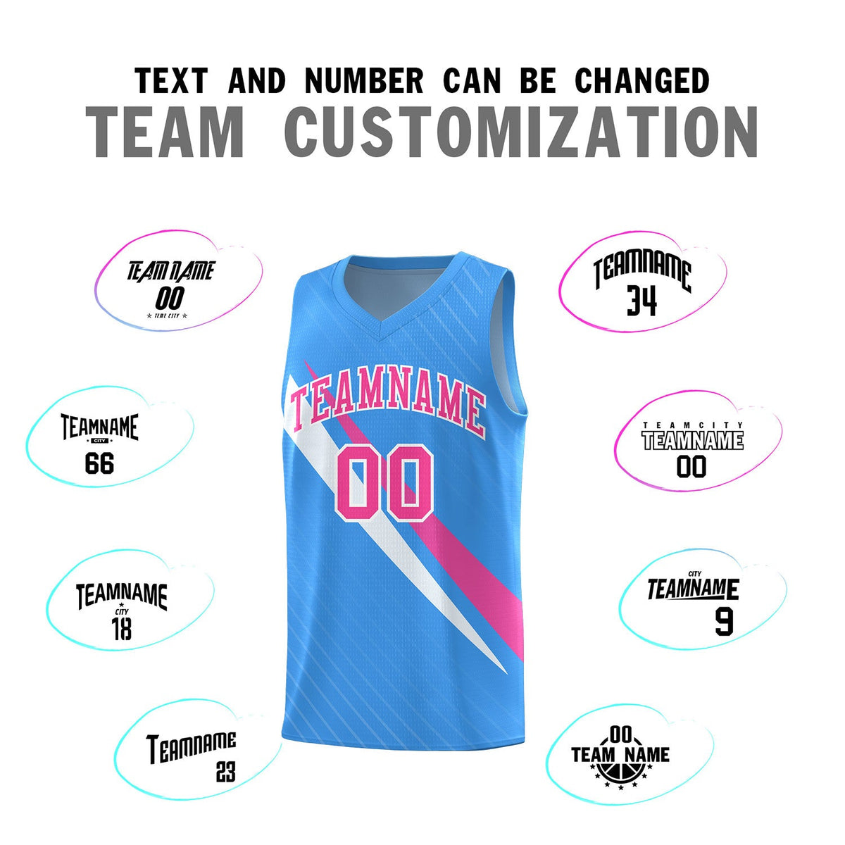 Custom Light Blue Diagonal Pinstripe Pattern Color Block Sports Uniform Basketball Jersey