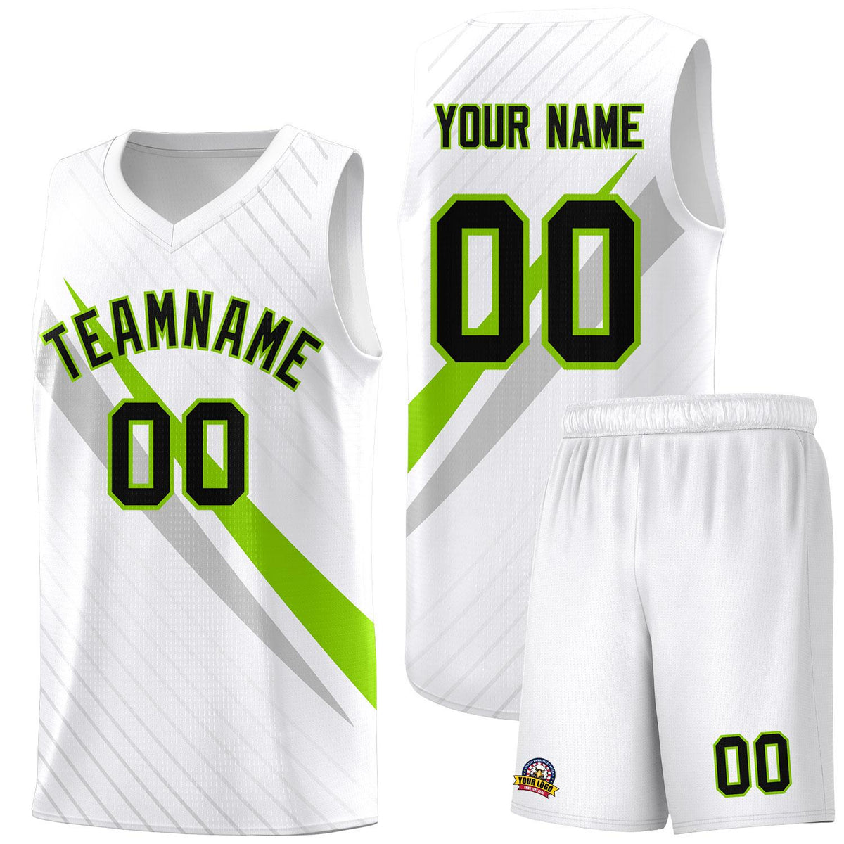 Custom White Diagonal Pinstripe Pattern Color Block Sports Uniform Basketball Jersey