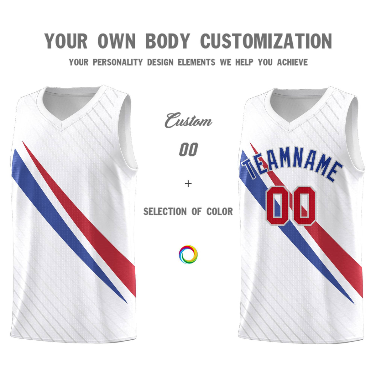 Custom White Diagonal Pinstripe Pattern Color Block Sports Uniform Basketball Jersey