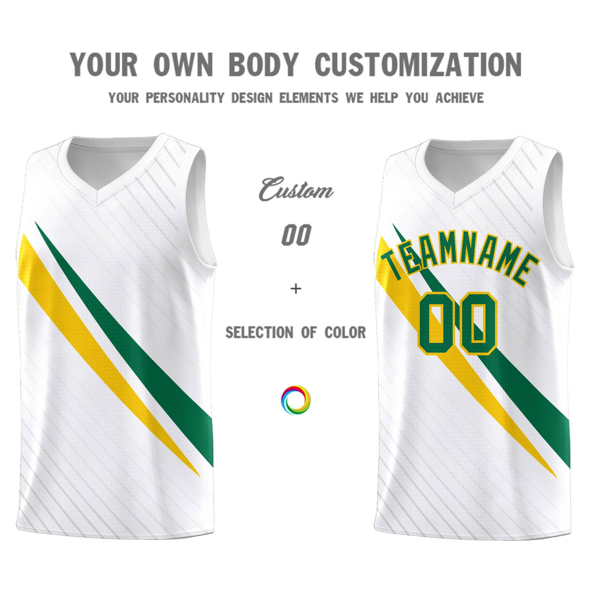 Custom White Diagonal Pinstripe Pattern Color Block Sports Uniform Basketball Jersey