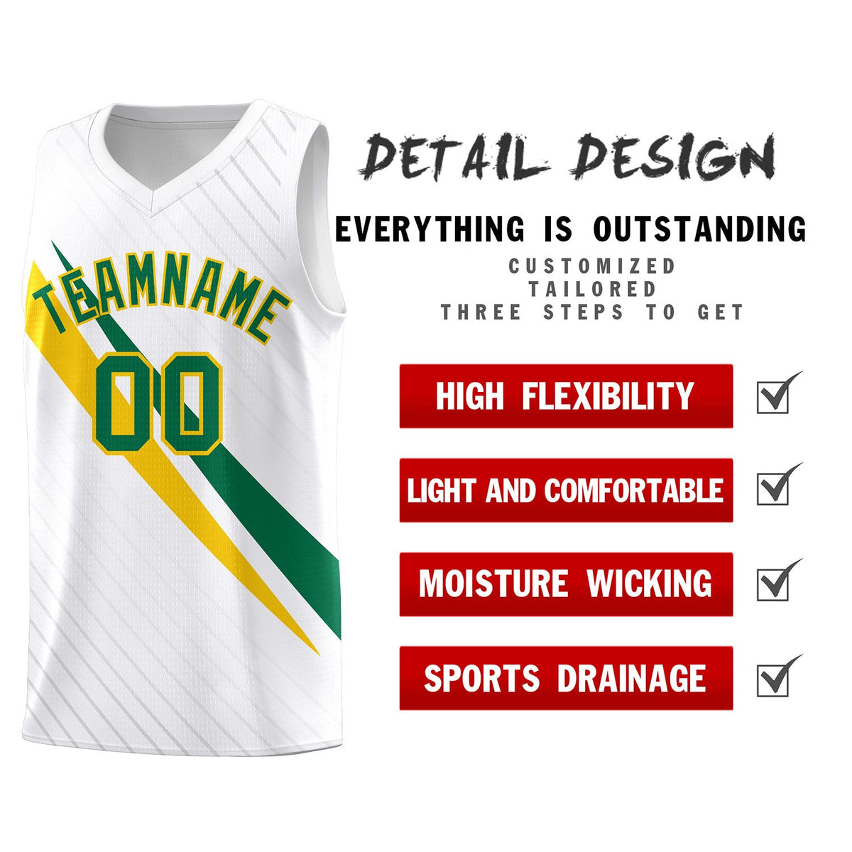 Custom White Diagonal Pinstripe Pattern Color Block Sports Uniform Basketball Jersey
