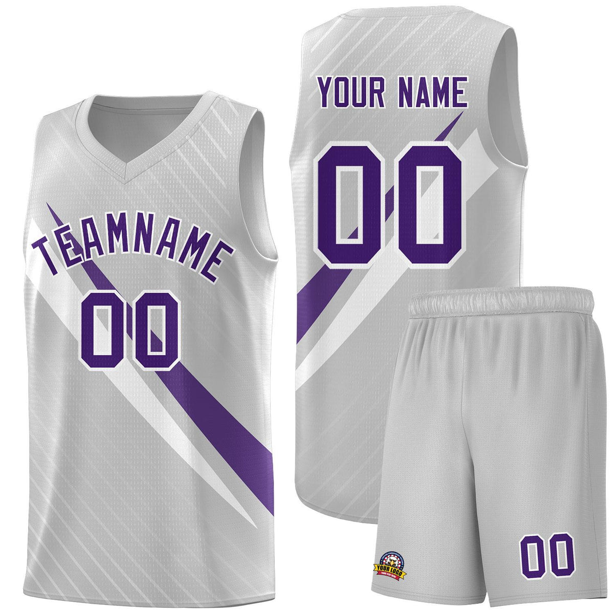 Custom Gray Diagonal Pinstripe Pattern Color Block Sports Uniform Basketball Jersey