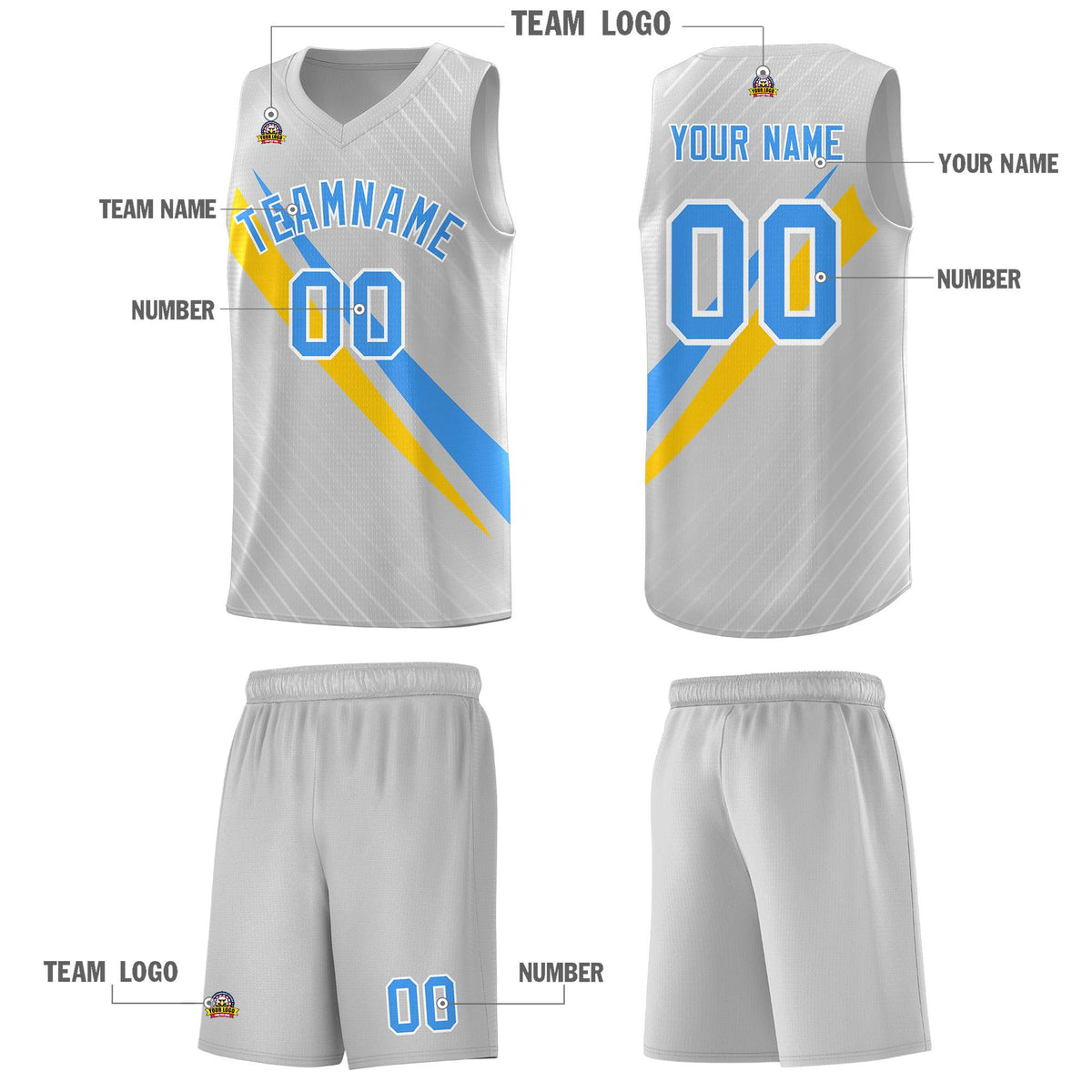 Custom Gray Diagonal Pinstripe Pattern Color Block Sports Uniform Basketball Jersey