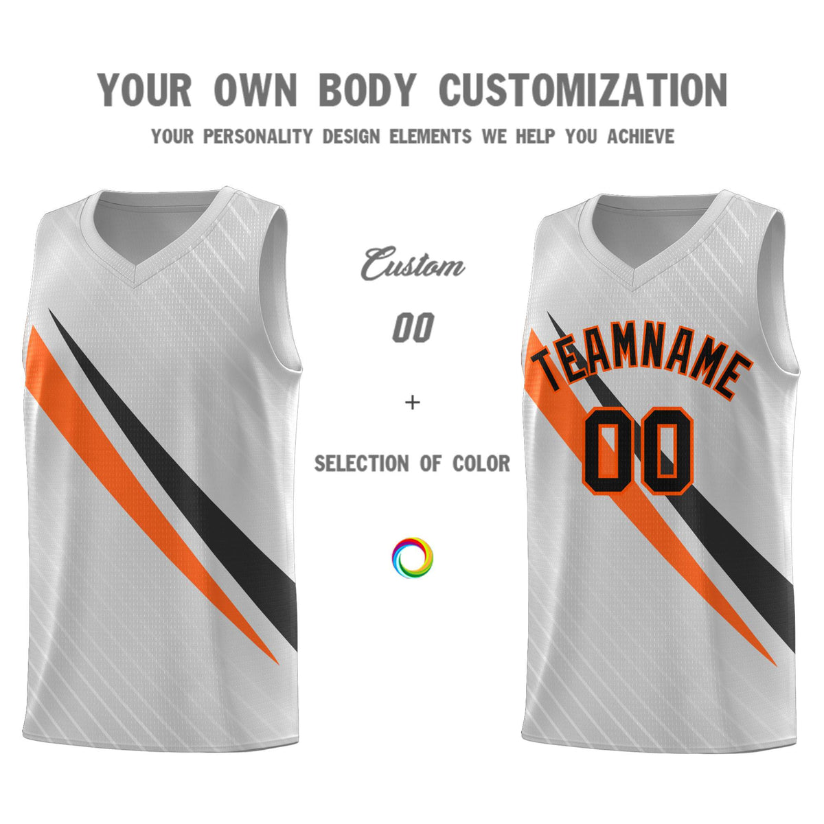 Custom Gray Diagonal Pinstripe Pattern Color Block Sports Uniform Basketball Jersey