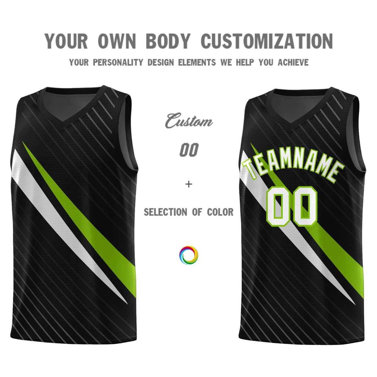 Custom Black Diagonal Pinstripe Pattern Color Block Sports Uniform Basketball Jersey
