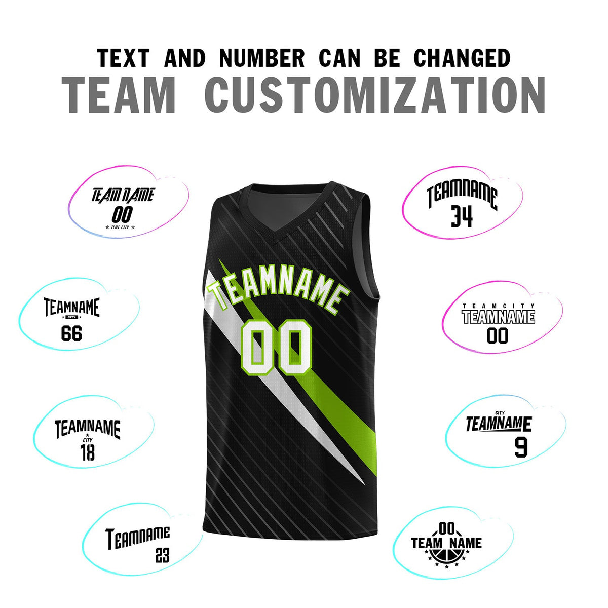 Custom Black Diagonal Pinstripe Pattern Color Block Sports Uniform Basketball Jersey
