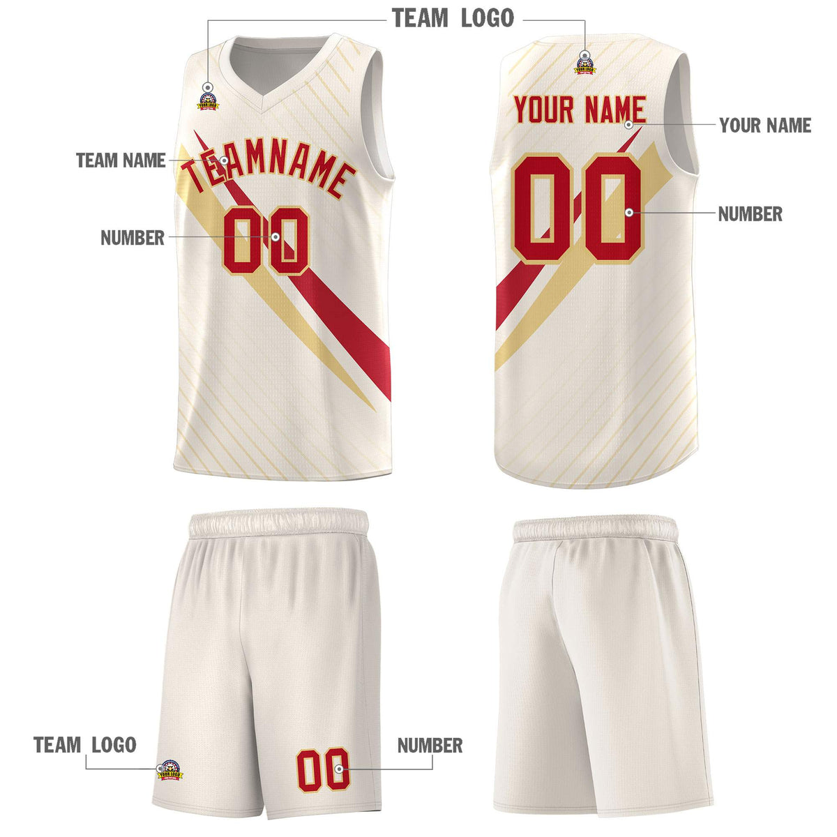 Custom Cream Diagonal Pinstripe Pattern Color Block Sports Uniform Basketball Jersey
