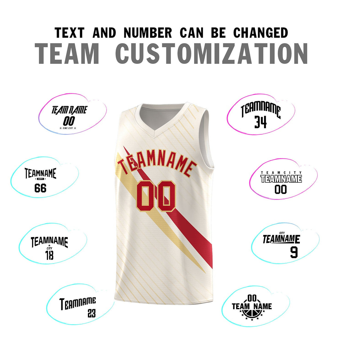 Custom Cream Diagonal Pinstripe Pattern Color Block Sports Uniform Basketball Jersey