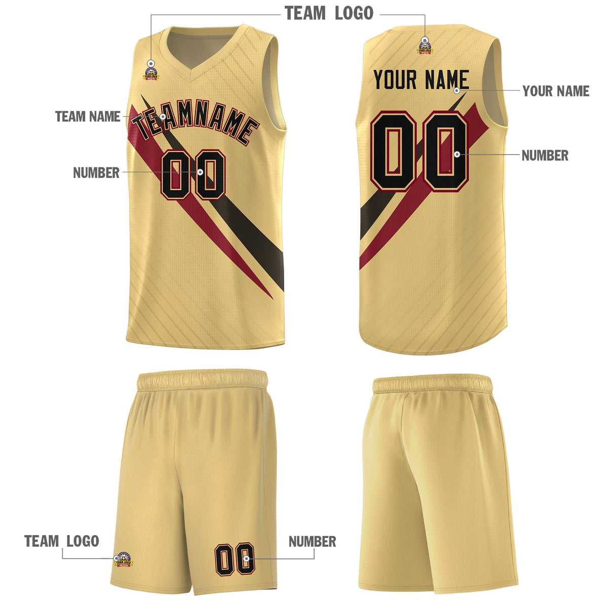 Custom Khaki Diagonal Pinstripe Pattern Color Block Sports Uniform Basketball Jersey