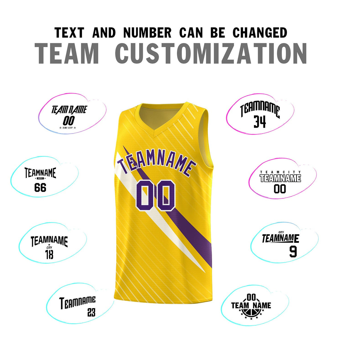 Custom Gold Diagonal Pinstripe Pattern Color Block Sports Uniform Basketball Jersey