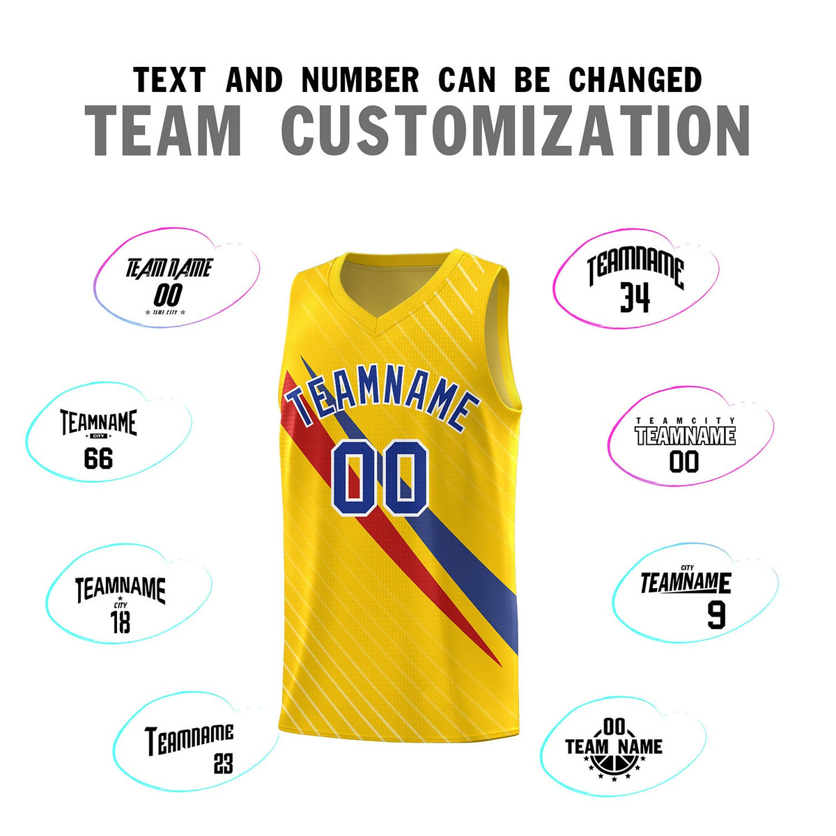 Custom Gold Diagonal Pinstripe Pattern Color Block Sports Uniform Basketball Jersey