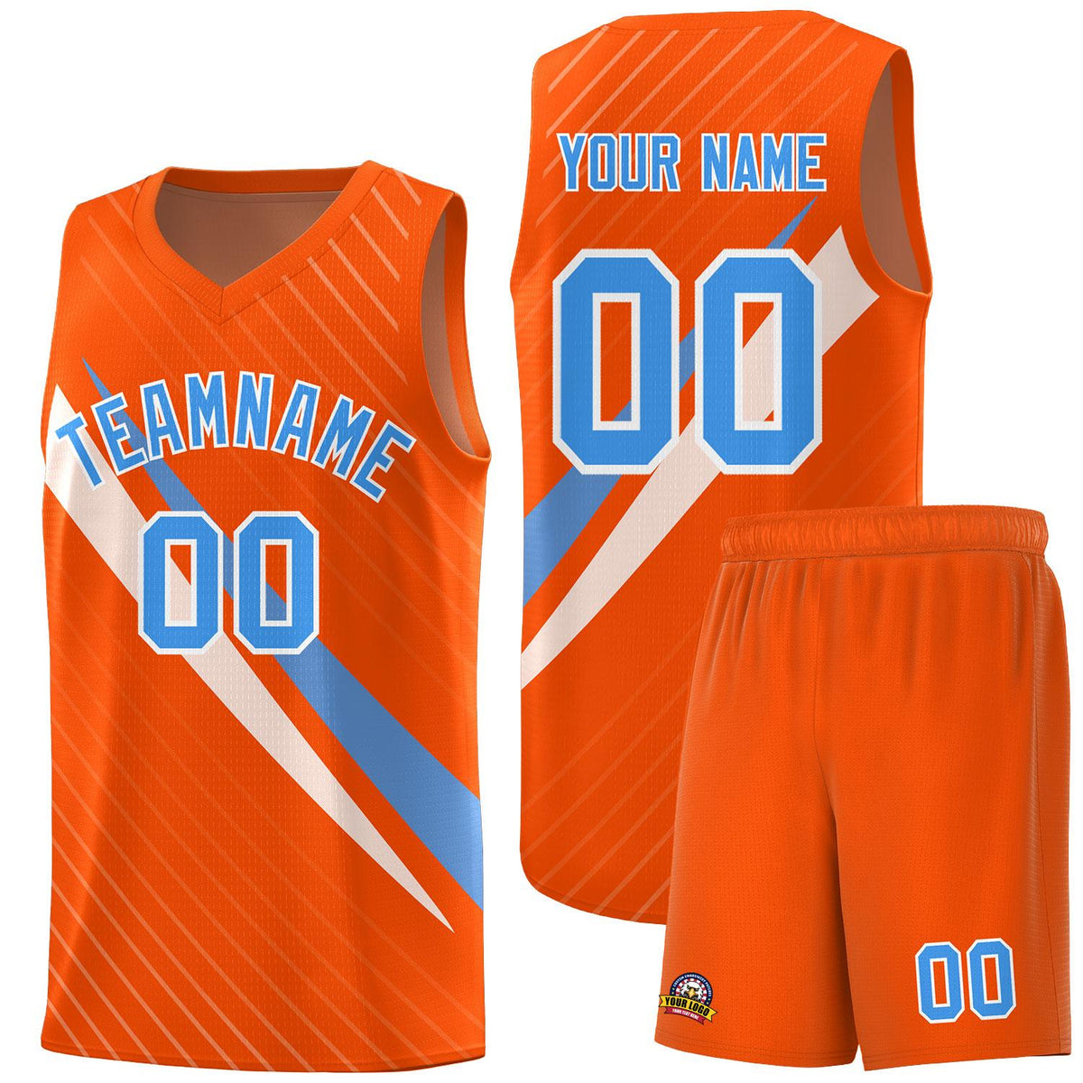 Custom Orange Diagonal Pinstripe Pattern Color Block Sports Uniform Basketball Jersey
