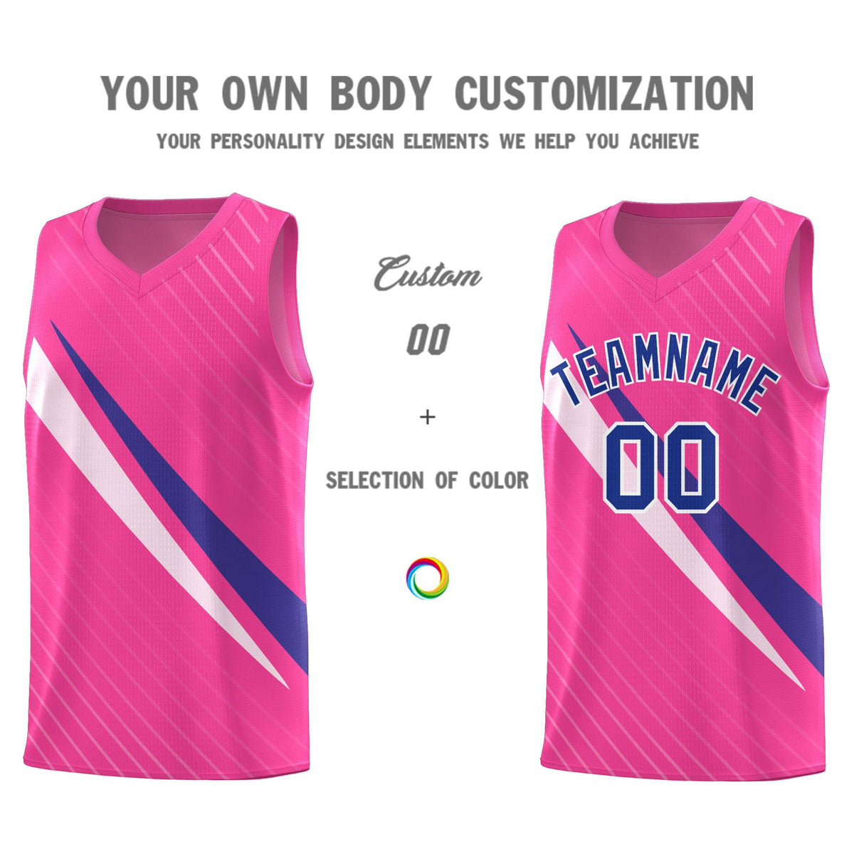 Custom Pink Diagonal Pinstripe Pattern Color Block Sports Uniform Basketball Jersey
