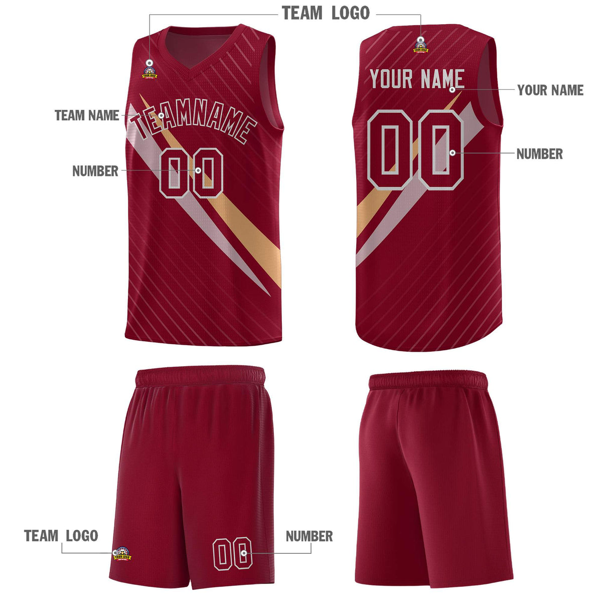 Custom Crimson Diagonal Pinstripe Pattern Color Block Sports Uniform Basketball Jersey