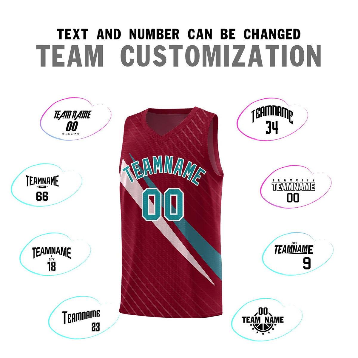 Custom Crimson Diagonal Pinstripe Pattern Color Block Sports Uniform Basketball Jersey
