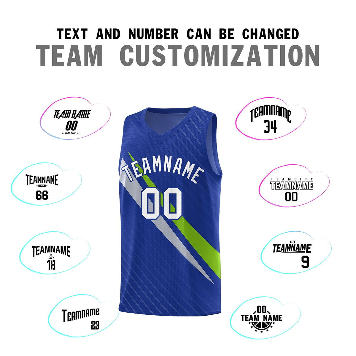 Custom Royal Diagonal Pinstripe Pattern Color Block Sports Uniform Basketball Jersey