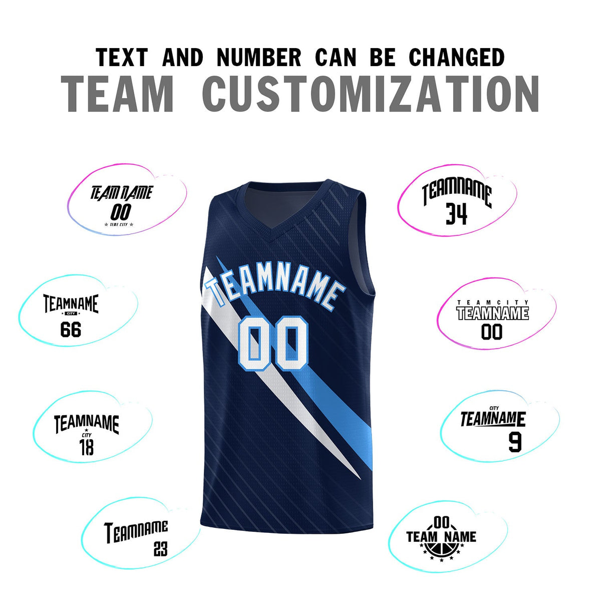 Custom Navy Diagonal Pinstripe Pattern Color Block Sports Uniform Basketball Jersey