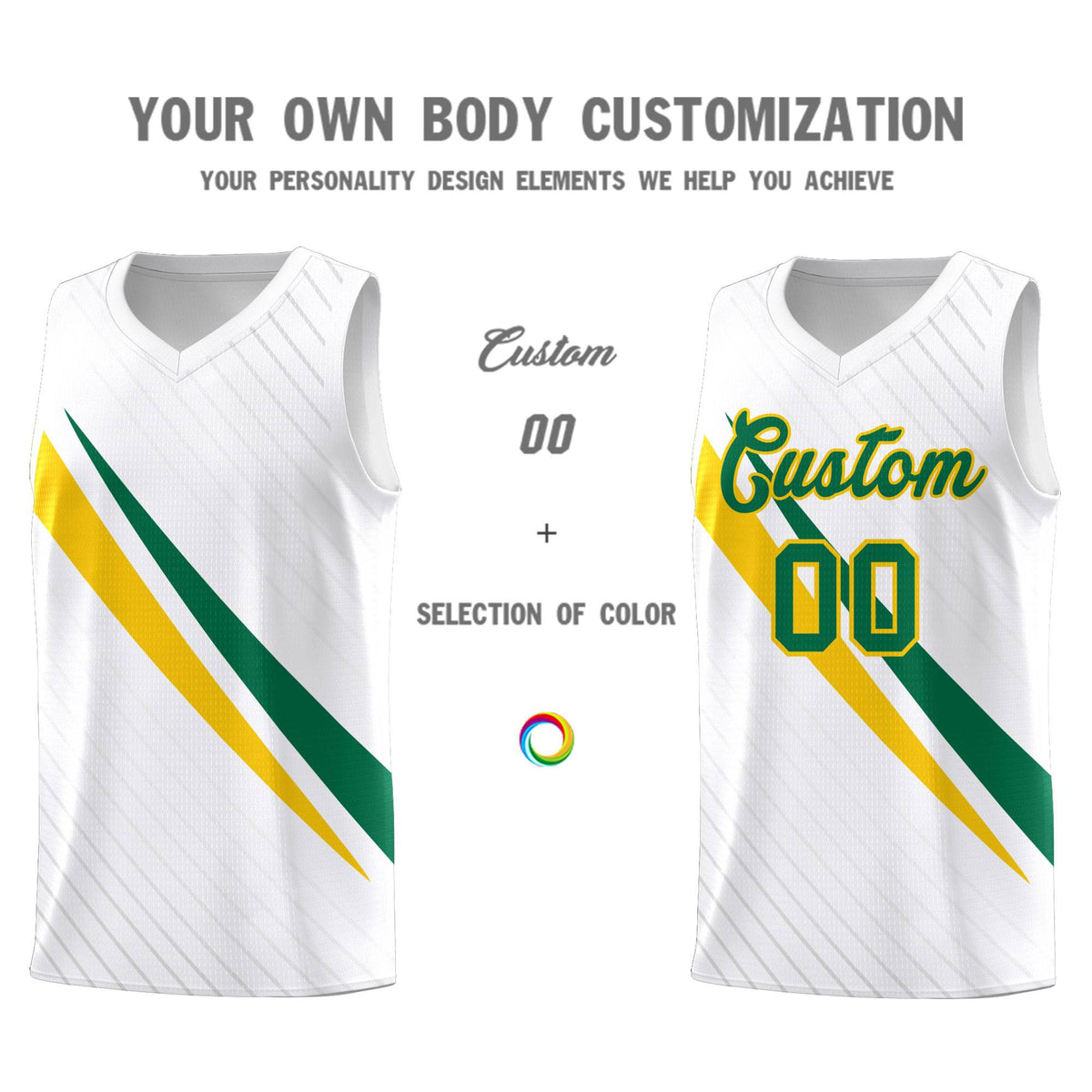 Custom White Diagonal Pinstripe Pattern Color Block Sports Uniform Basketball Jersey