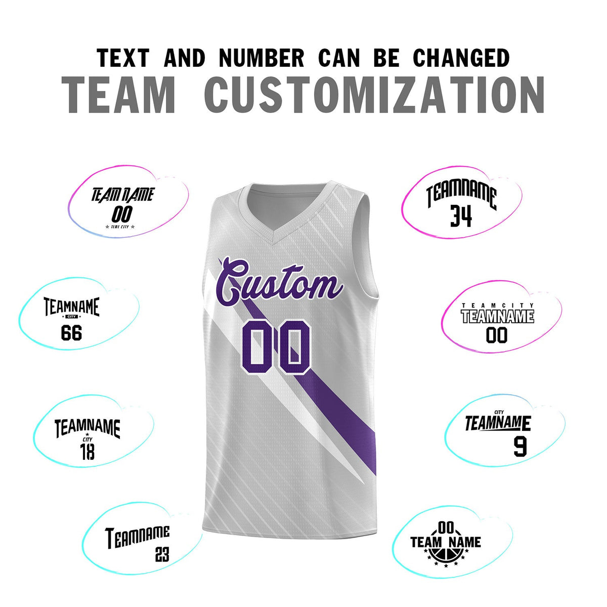 Custom Gray Diagonal Pinstripe Pattern Color Block Sports Uniform Basketball Jersey