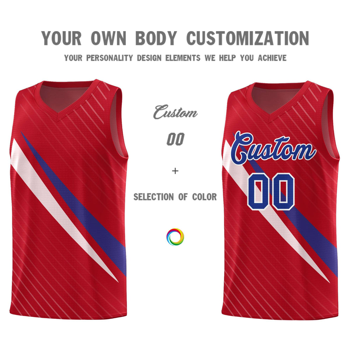 Custom Red Diagonal Pinstripe Pattern Color Block Sports Uniform Basketball Jersey