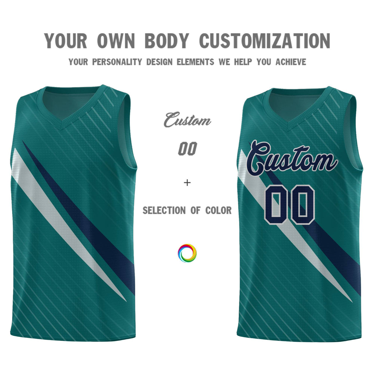 Custom Aqua Diagonal Pinstripe Pattern Color Block Sports Uniform Basketball Jersey