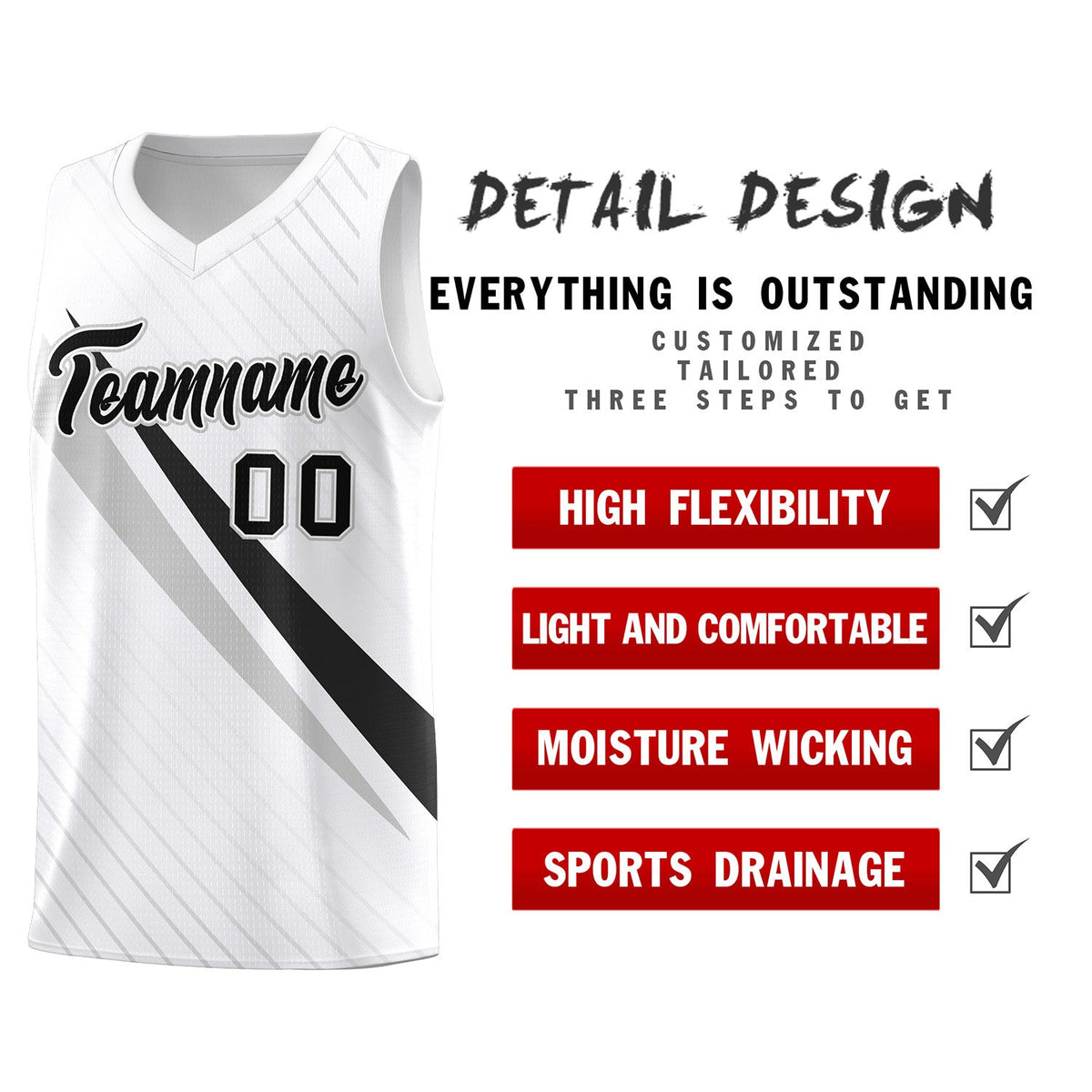 Custom White Diagonal Pinstripe Pattern Color Block Sports Uniform Basketball Jersey