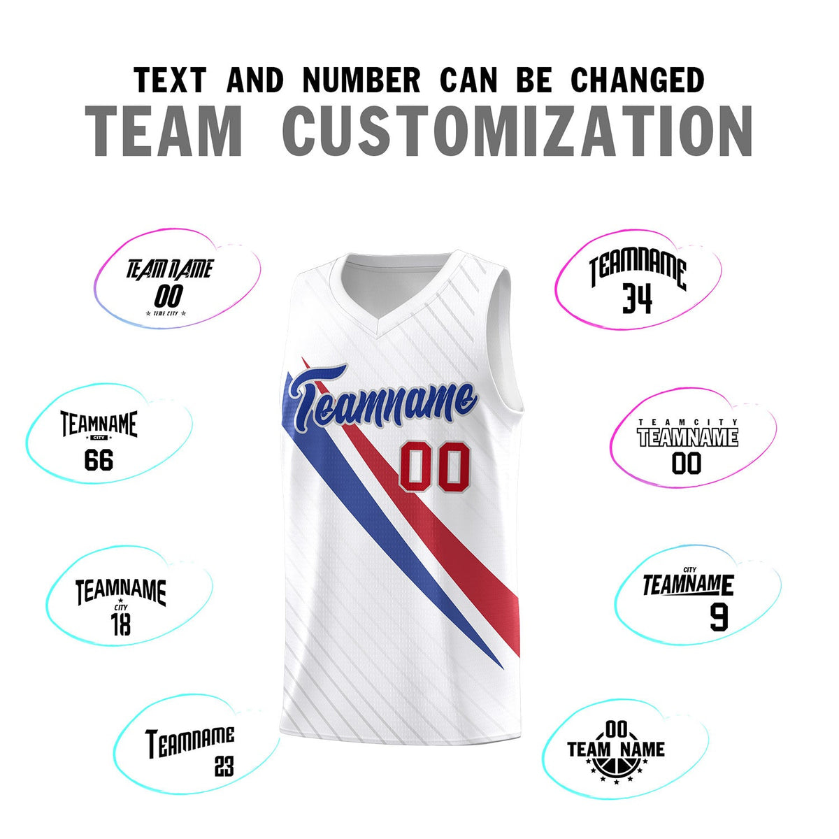 Custom White Diagonal Pinstripe Pattern Color Block Sports Uniform Basketball Jersey