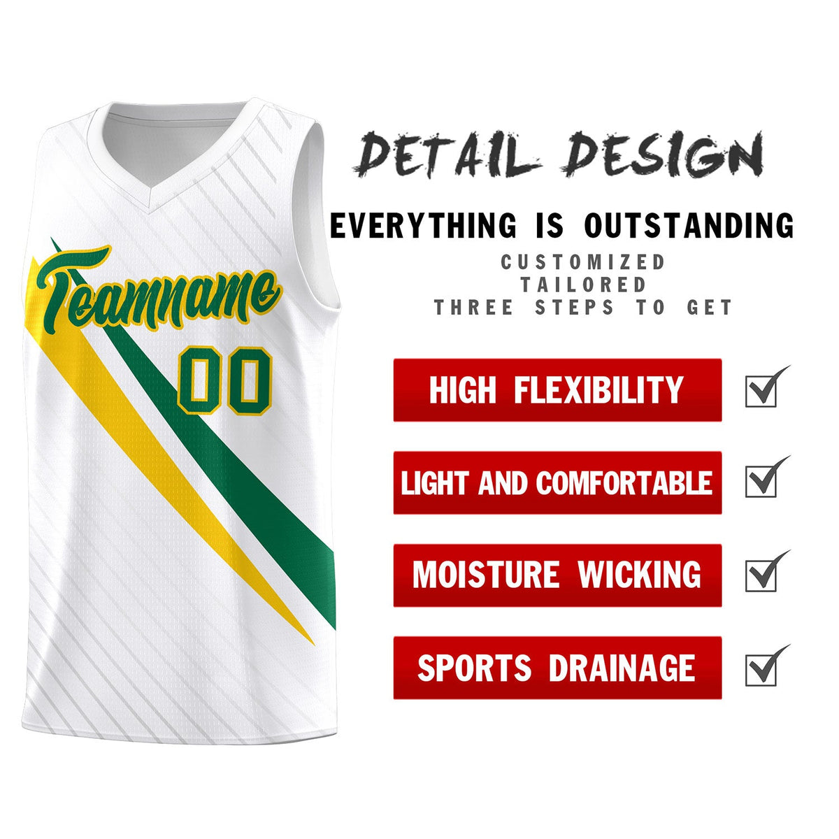 Custom White Diagonal Pinstripe Pattern Color Block Sports Uniform Basketball Jersey