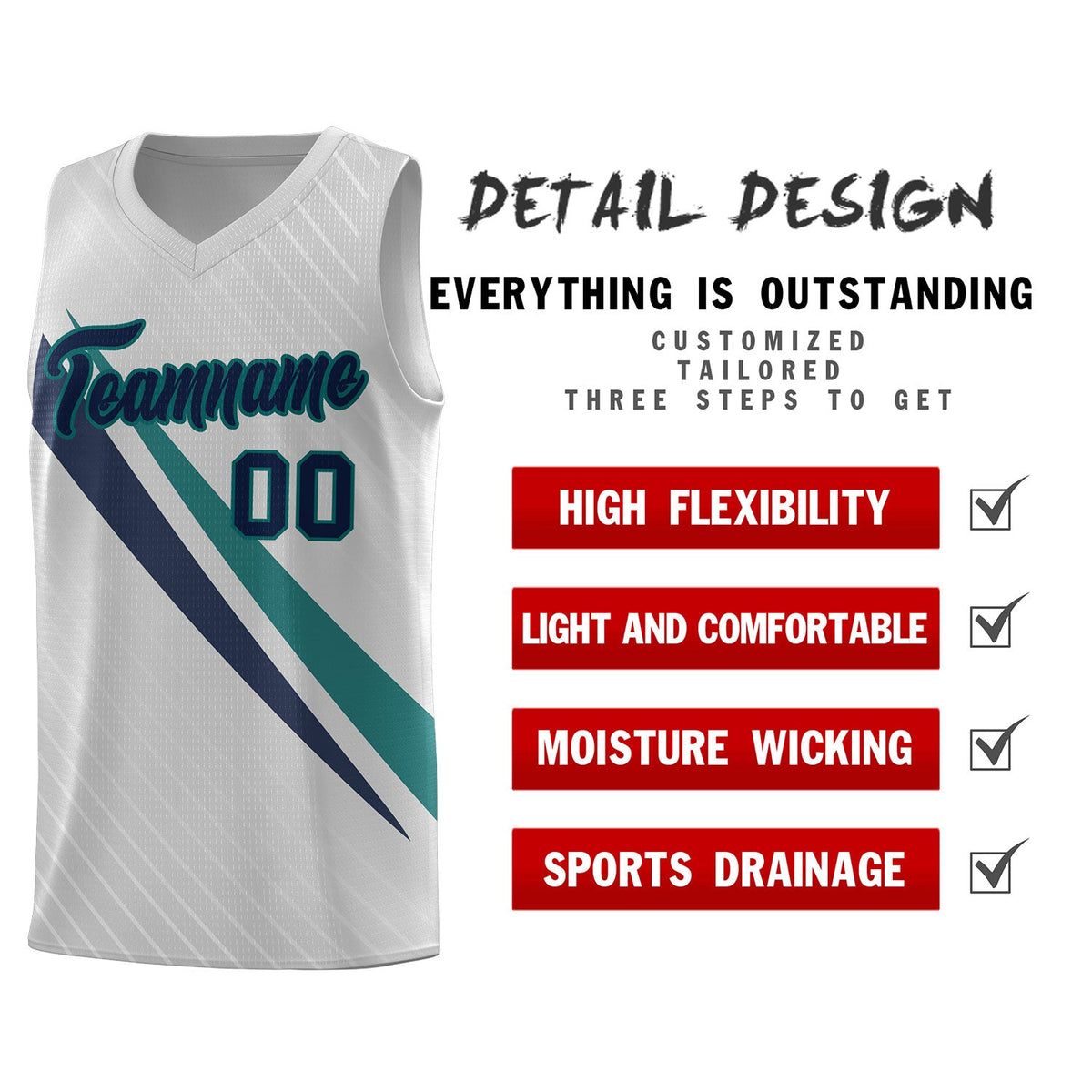 Custom Gray Diagonal Pinstripe Pattern Color Block Sports Uniform Basketball Jersey
