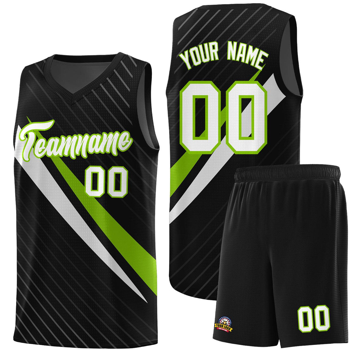 Custom Black Diagonal Pinstripe Pattern Color Block Sports Uniform Basketball Jersey