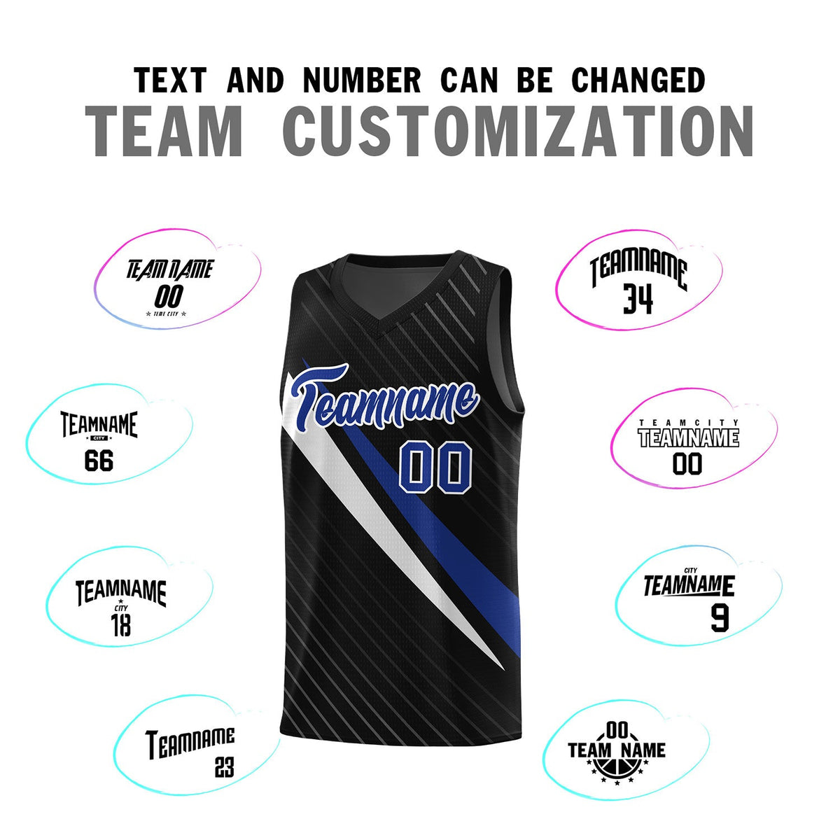 Custom Black Diagonal Pinstripe Pattern Color Block Sports Uniform Basketball Jersey