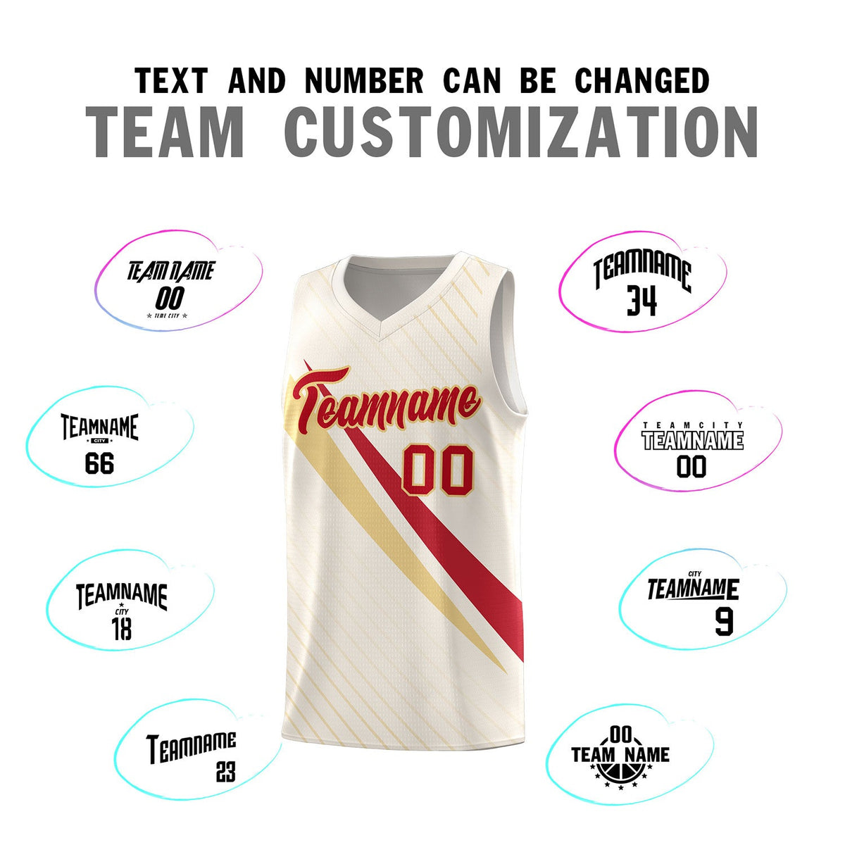 Custom Cream Diagonal Pinstripe Pattern Color Block Sports Uniform Basketball Jersey
