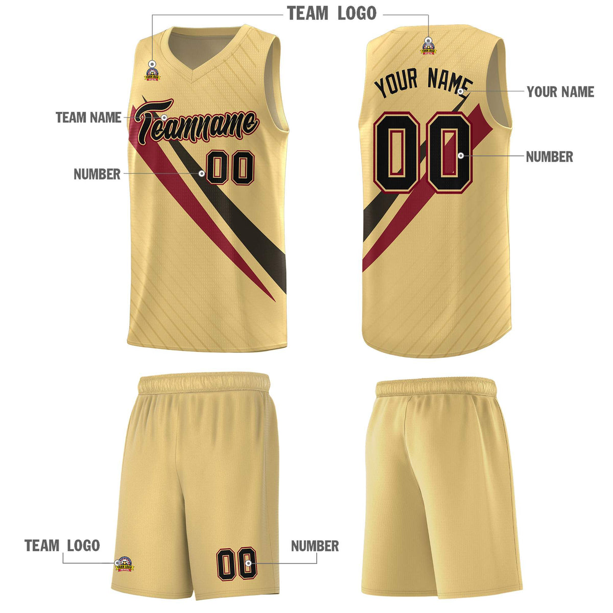 Custom Khaki Diagonal Pinstripe Pattern Color Block Sports Uniform Basketball Jersey