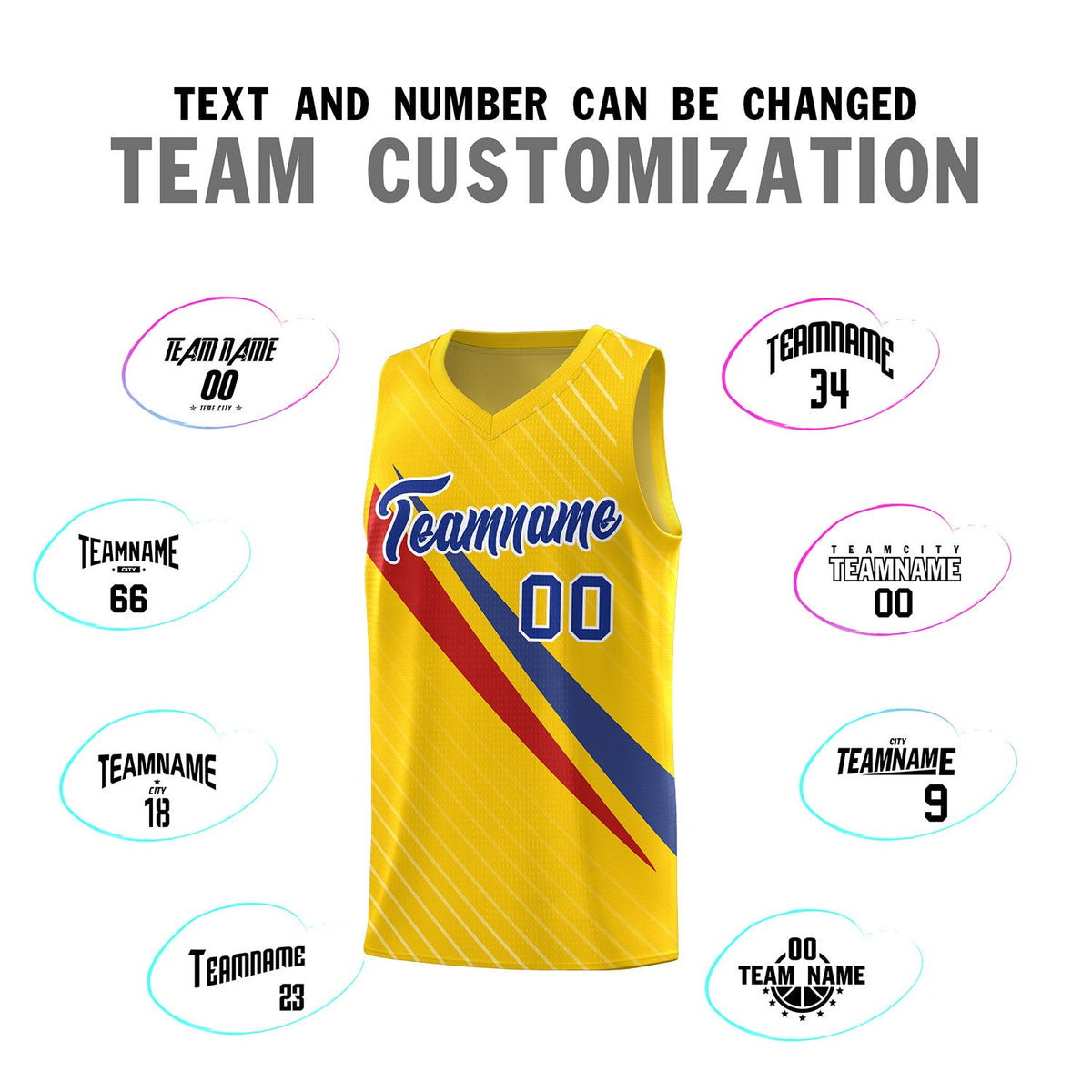 Custom Gold Diagonal Pinstripe Pattern Color Block Sports Uniform Basketball Jersey