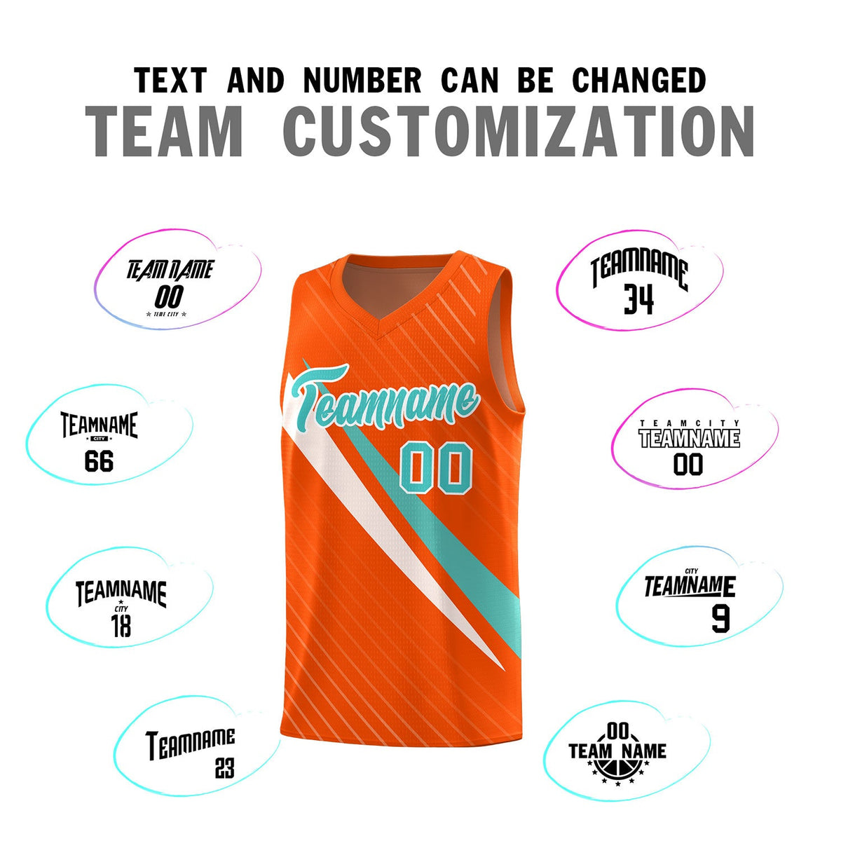 Custom Orange Diagonal Pinstripe Pattern Color Block Sports Uniform Basketball Jersey